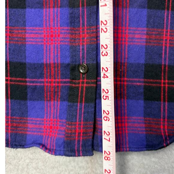 L.L. Bean Womens Flannel Shirt Relaxed Fit XL Purple blue Oversized Cabincore - Picture 6 of 10